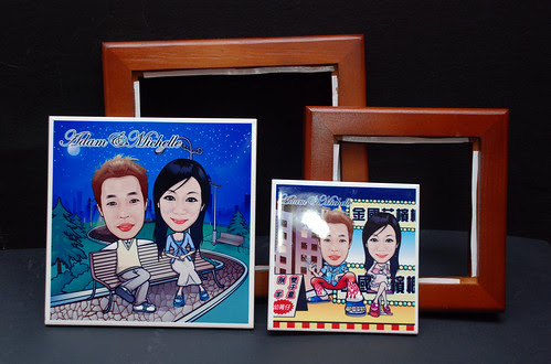 caricatures on ceramic tile with frame 5