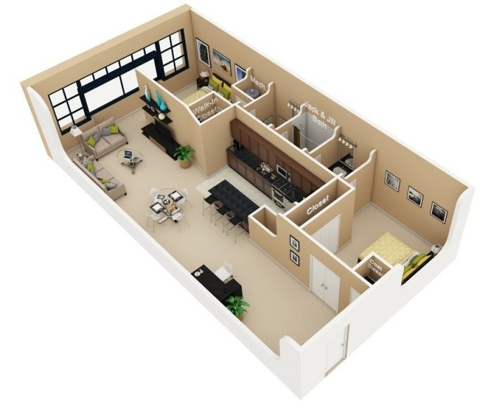 2 Bedroom Apartment House Plans
