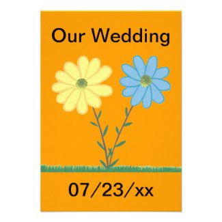 Yellow & Blue Daisy Flowers Wedding Invitations