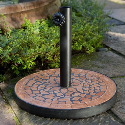 23 lb. Terra Cotta Mosaic Patio Umbrella Stand - contemporary ...
