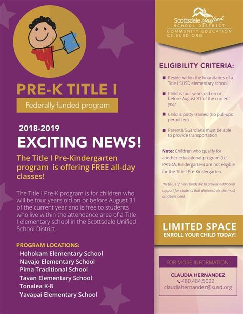  title i pre kindergarten program scottsdale unified school district