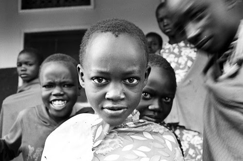 K.A. patients in front of the ward after the morning check up
