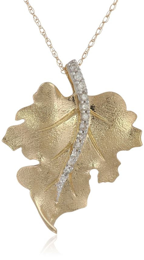 5.0 out of 5 stars1 product rating. 10k Yellow Gold Diamond Leaf Pendant - Visuall.co