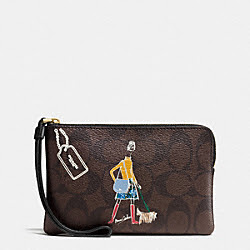BONNIE CASHIN CORNER ZIP WRISTLET - COACH f57586 - IMITATION GOLD/BROWN/BLACK