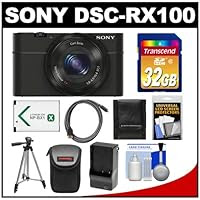 Sony Cyber-Shot DSC-RX100 Digital Camera with 32GB Card + Case + Battery & Charger + Tripod + HDMI Cable + Kit