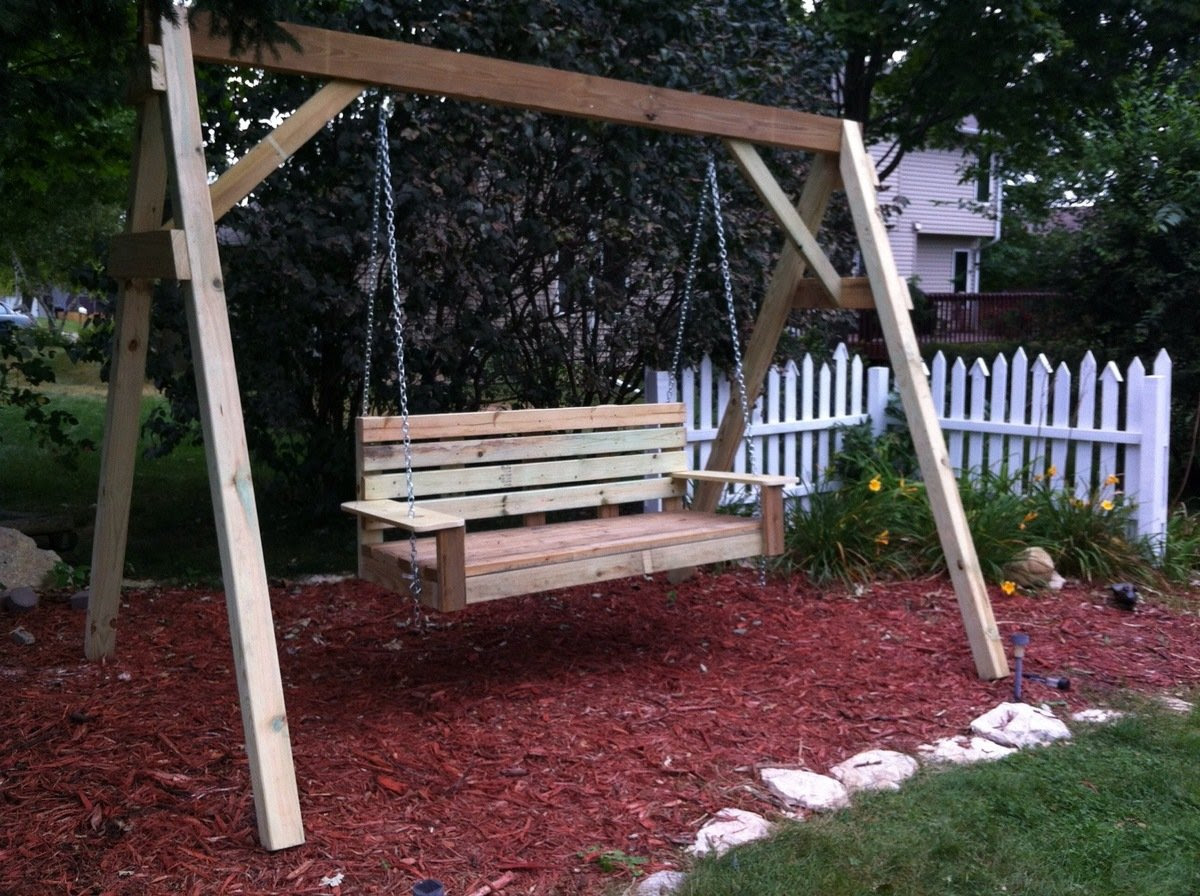 Build DIY How to build a-frame porch swing stand PDF Plans 
