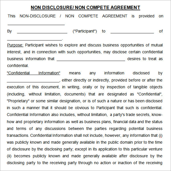 Non Compete Agreement - 7+ Free Pdf , Doc Download