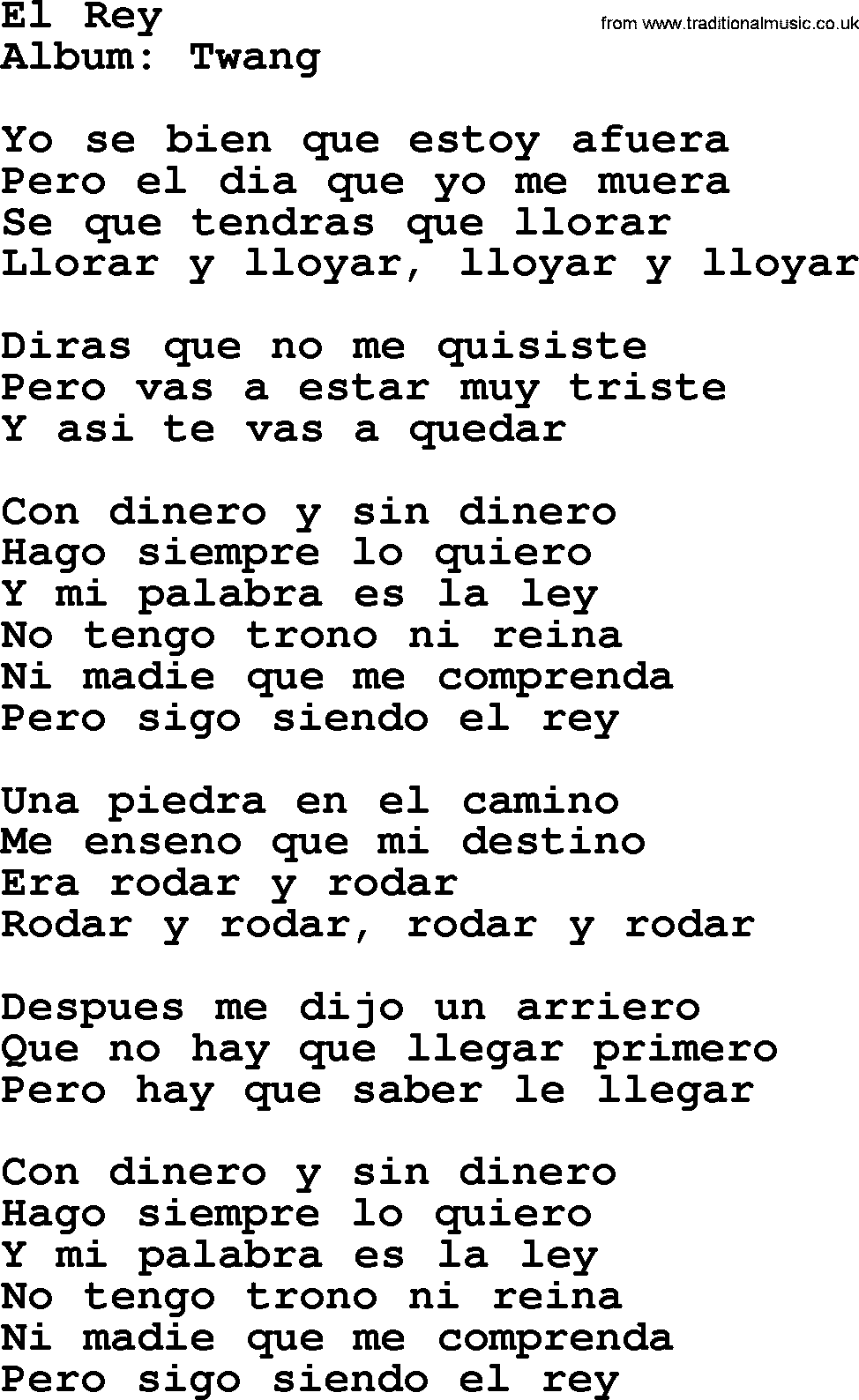 El Rey By George Strait Lyrics