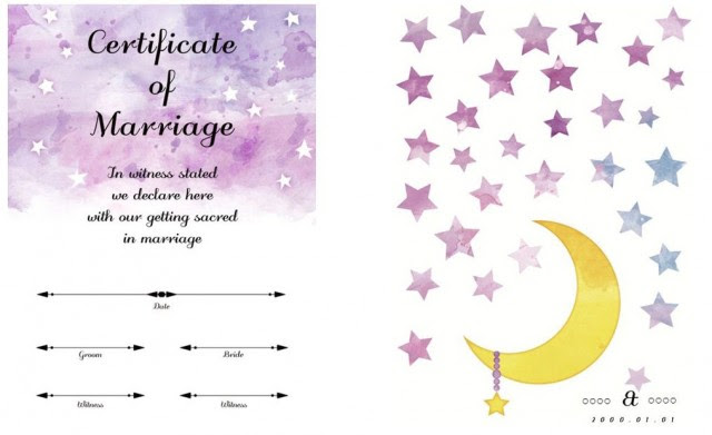 結婚証明書 ウエディングツリーのテンプレート08 星 無料の雛形 書式 テンプレート 書き方 ひな形の知りたい