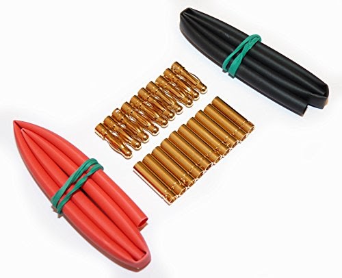 10 Paar 4mm Goldkontaktstecker (Stecker/Buchse) inkl. Schrumpfschlauch
(Schwarz/Rot)