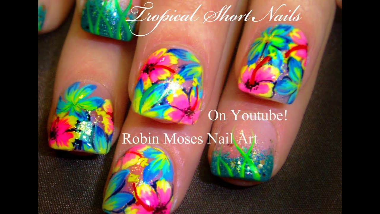 Tropical Flower Nail Art tutorial YouTube Tropical Flower Nail Art tutorial YouTube