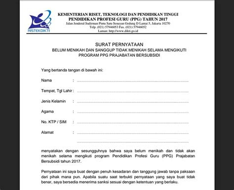 18 contoh surat pernyataan kesanggupan lengkap. Contoh Surat Pernyataan Belum Menikah Dan Tidak Akan