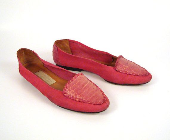Nordstrom Flats Shoes Vintage 1980s Pink Snakeskin by ...