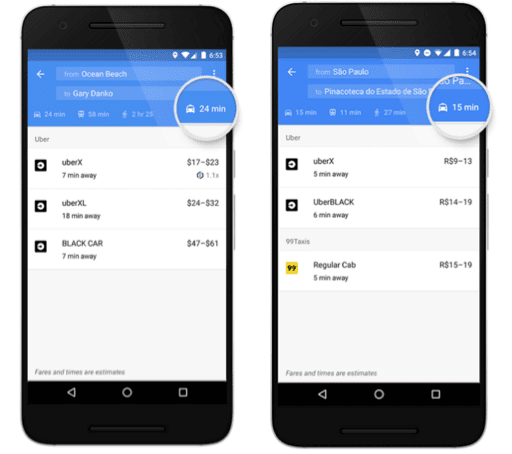 Ride sharing google maps
