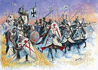 Zvezda Livonian Knights XIII-XIV AD (33 w/9 Horses) -- Plastic Model Military Figure -- 1/72 -- #8016