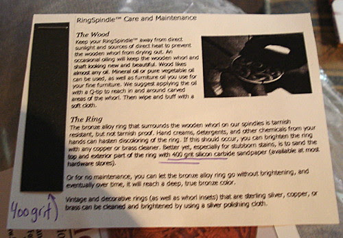 Golding spindle care instructions oil and sandpaper