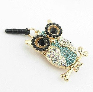 Wisedeal Bling Crystal 3.5mm Rhinestones Night Owl Pattern Cellphone Charms Anti-Dust Dustproof Earphone Audio Headphone Jack Plug Stopper for iPhone 4 4S Samsung Galaxy S2 S3 Note I9220 HTC Sony Nokia Motorola LG Lenovo