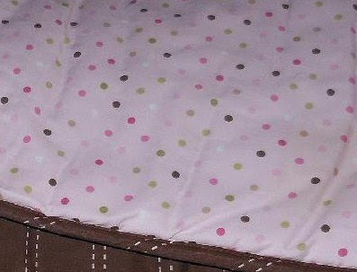CIRCO Crib Bedding Reversible Bumper POLKA DOTS on PINK & PINK STRIPE on BROWN
