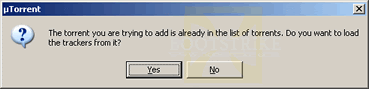 Torrent already in the list of torrents