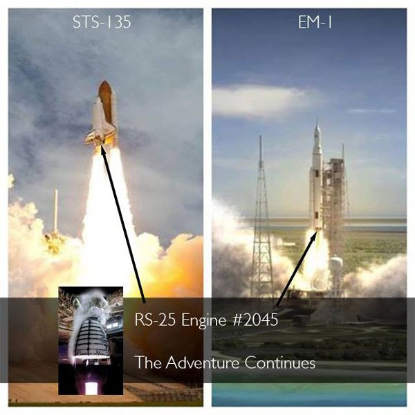 Marking three years since the last space shuttle flight and three years till the first flight of the Space Launch System.