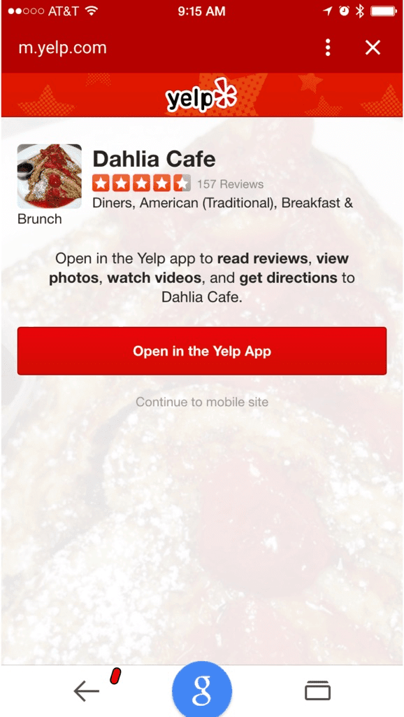 Yelp's interstitial 