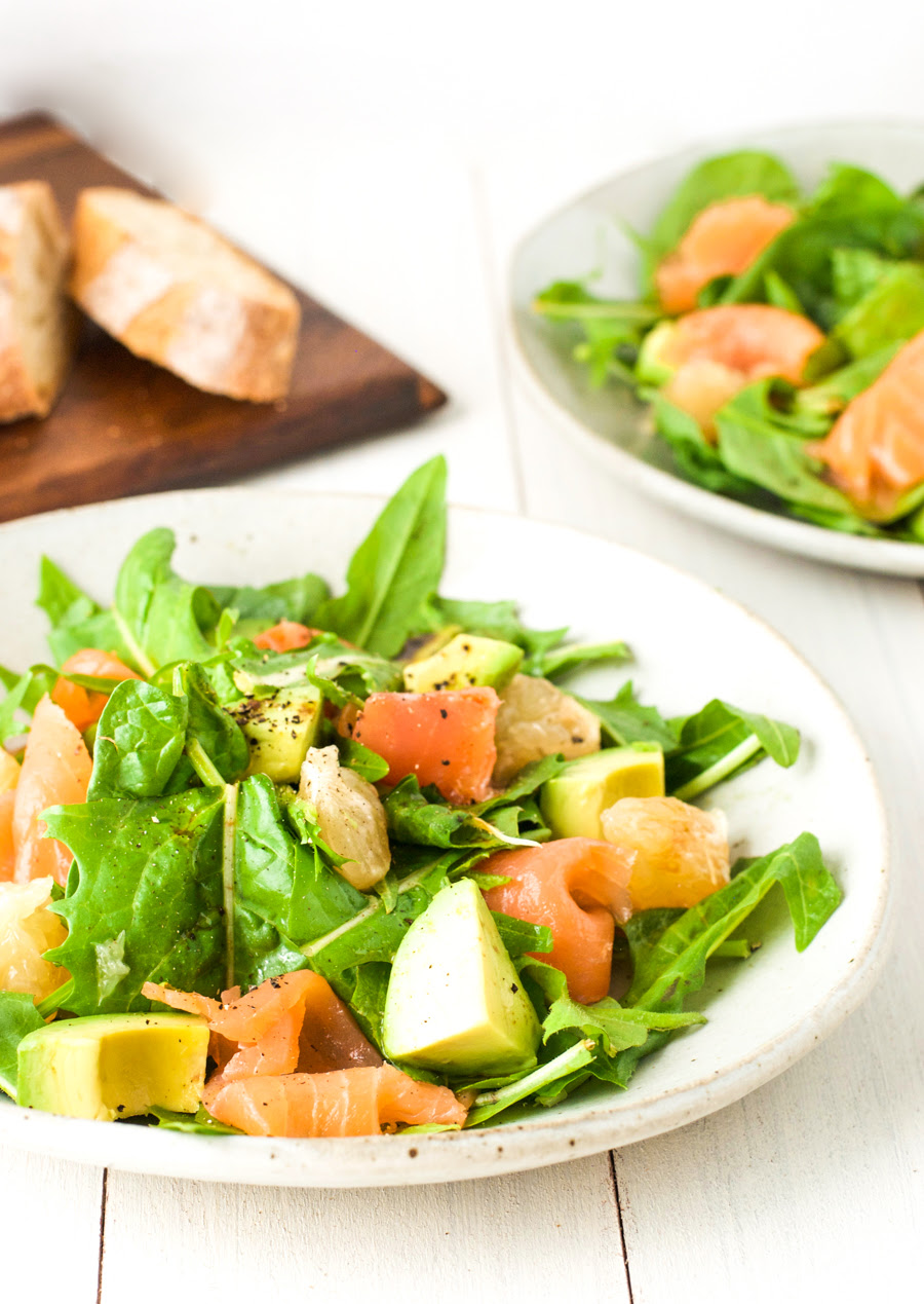 Grapefruit smoked salmon salad and $100 Milk & Eggs ...