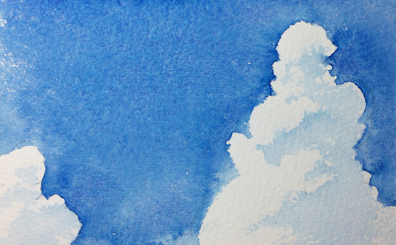 透明水彩初心者向け 青空 夏空 を簡単に描いてみよう
