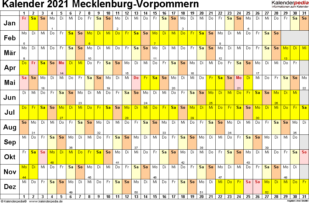 Kalender Mecklenburg Vorpommern 2020 - Kalender Plan