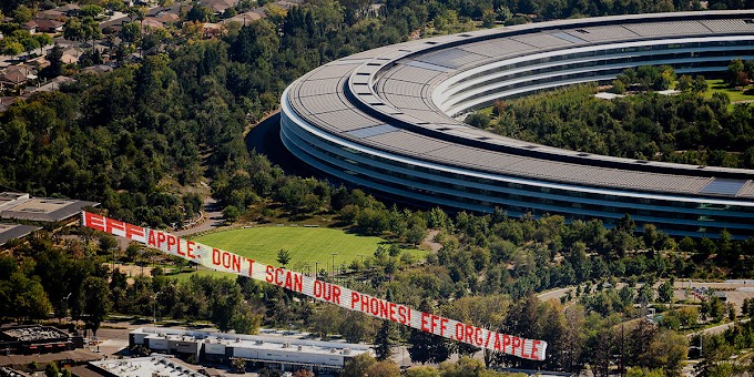 EFF Flew a Banner Over Apple Park During Last Apple Event to Protest CSAM Plans