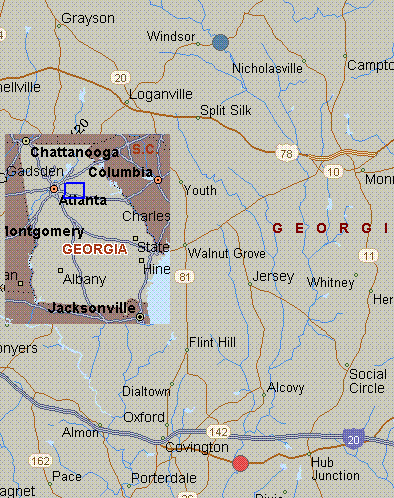 Map For Alcovy River Georgia White Water Ga Route 81 To Us 278