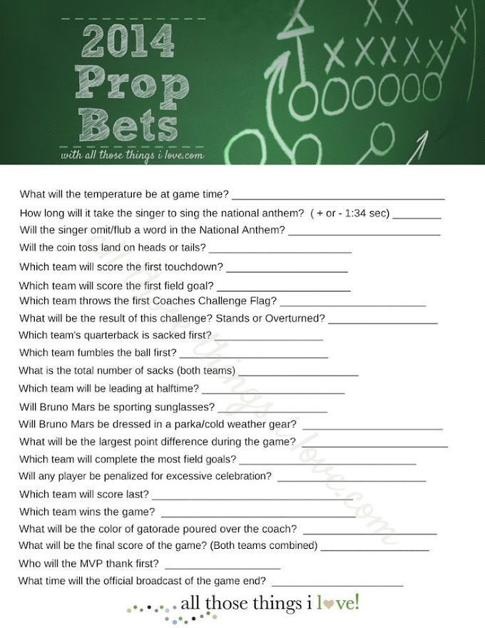 Fun Super Bowl Prop Bets Printable