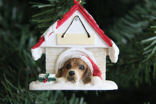 Beagle Dog in Dog House Christmas Ornament