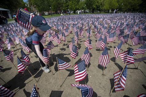 flags  boston common honor fallen mass