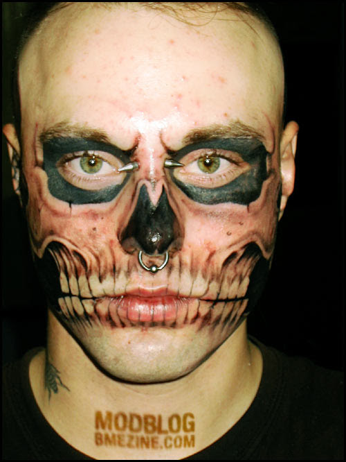 zombie tattoos. bones, a tattooed Zombie.