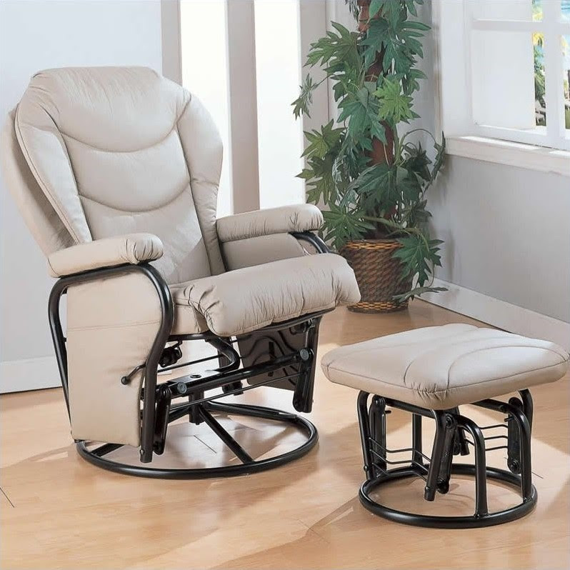 Coaster 7040 Glider With Ottoman - Bone