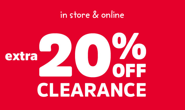 In store & online | Extra 20% off clearance