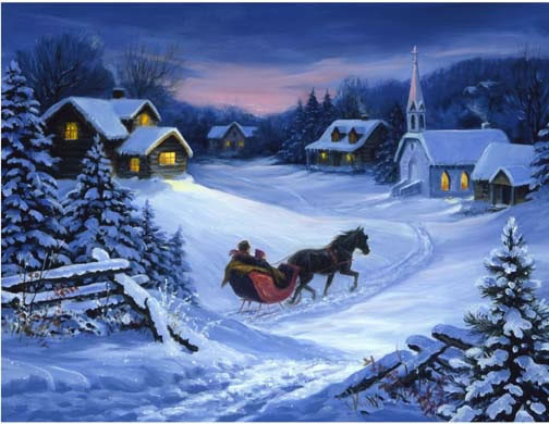 Paysage de neige en peinture