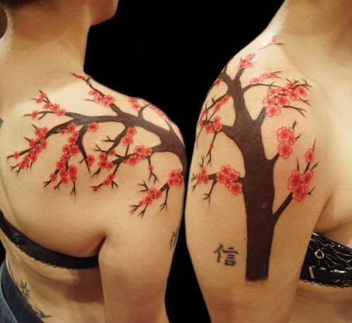 Best Cherry Blossom Tattoos on Women Shoulder