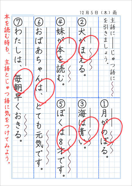 主語と述語の学習 その２ 家庭学習レシピ
