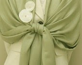 Pastel sage pashmina shawl, wrap, scarf for bridal, bridesmaids gift, flowers embellishment