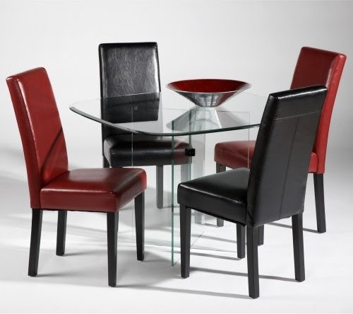 Chintaly X-Base 5 pc. Squared Glass Dining Table Set ...