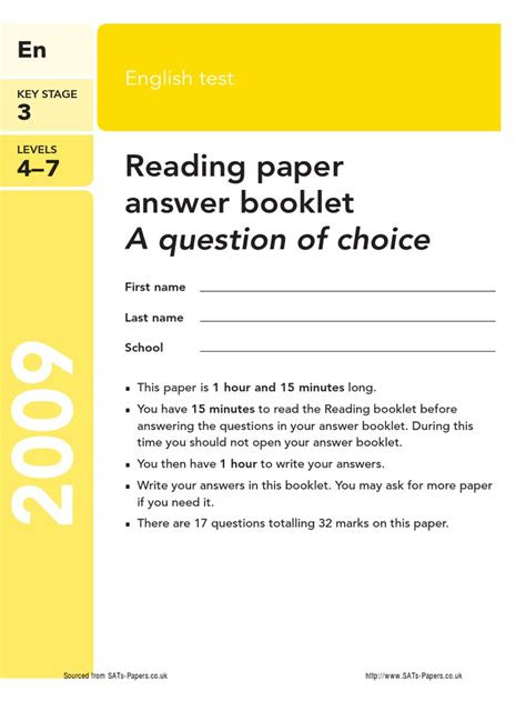 A booklet and ppt with non fiction extracts grouped by theme. sats ks3 english 2009 reading answer booklet fair trade