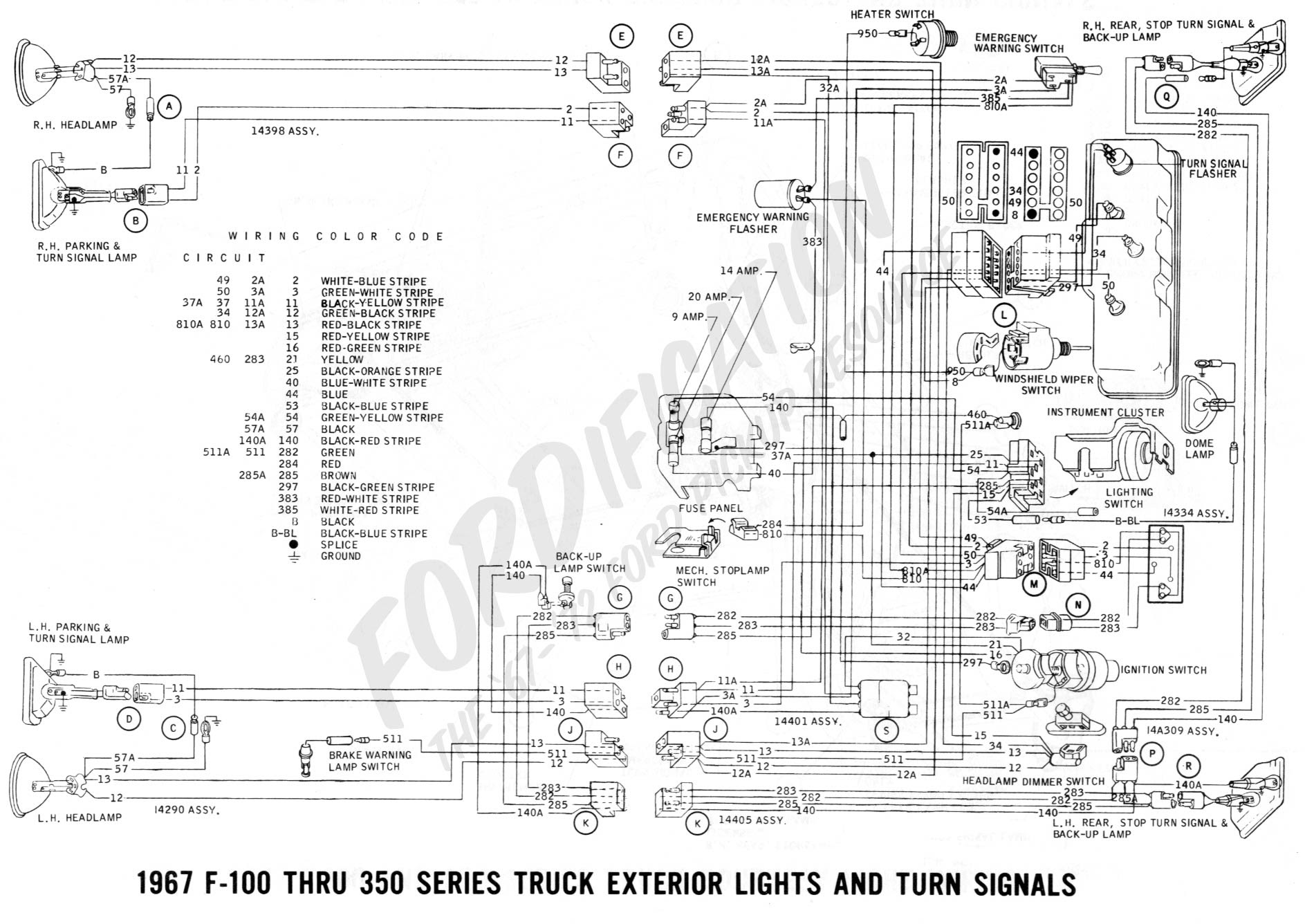 Ford F100 Wiring Diagram - Thru F  Exterior Lights And Turn Signals - Ford F100 Wiring Diagram