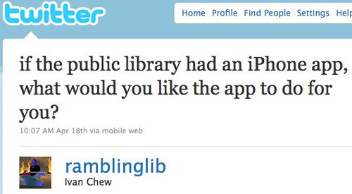 Twitter / Ivan Chew: "if the public library had an iPhone app..."