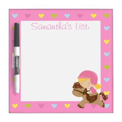 Personalized Horse Riding Hearts Dry Erase Whiteboard