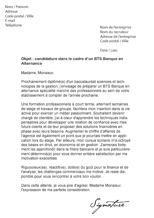 modele lettre de motivation en alternance