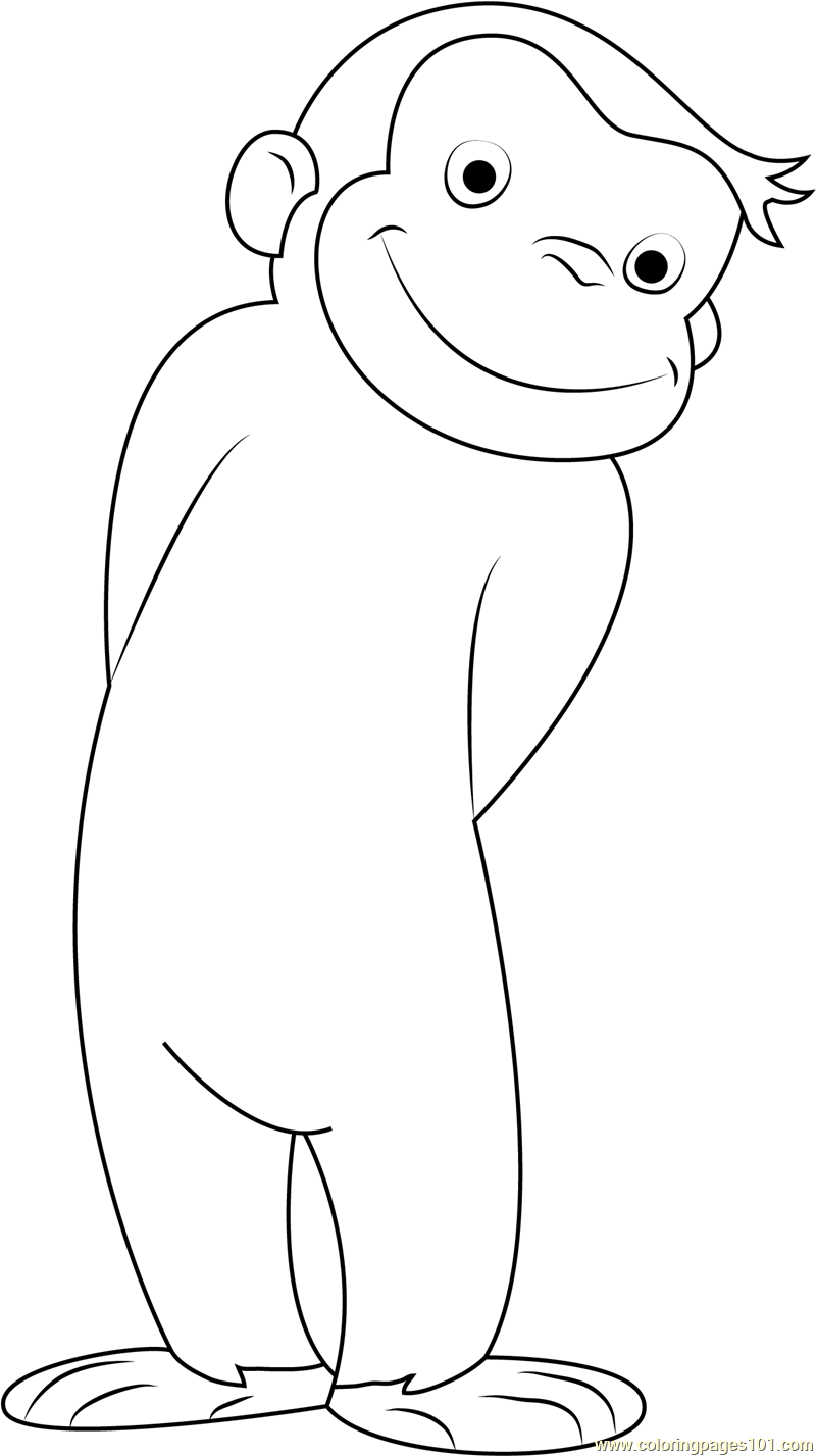 Curious George Smiling Coloring Page - Free Curious George Coloring