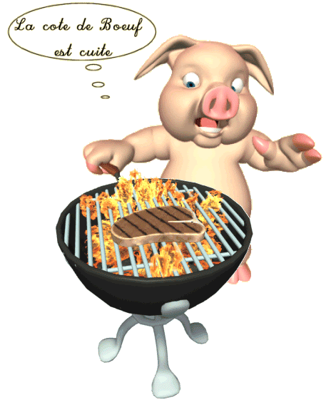 La Cote De Bœuf Est Cuite Barbecue Cochon Gif Anime Le Monde Des Gifs