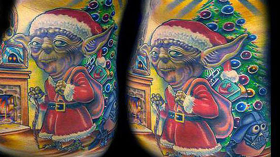 Santa Yoda Tattoo