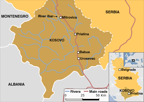 Kosovo map. Click to return